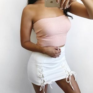 Melody Pink Staple Cropped Tube Top